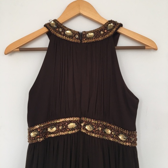 EUC Cache short brown beaded formal cocktail dress - Picture 5 of 6